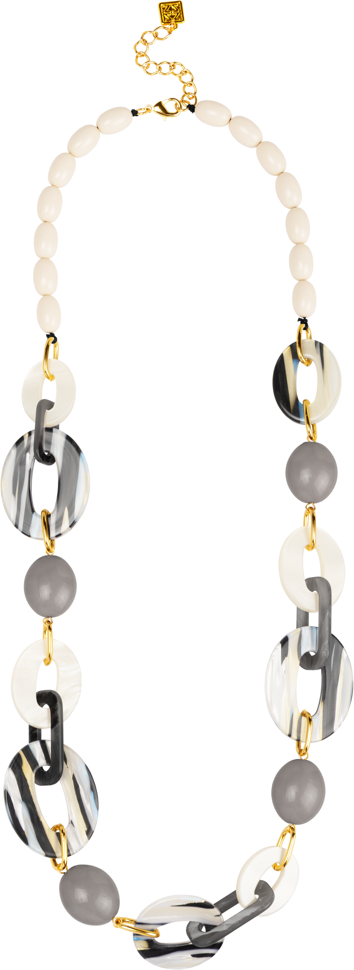 Noa Mixed Long Link Necklace - Product flat lay 2 of 2