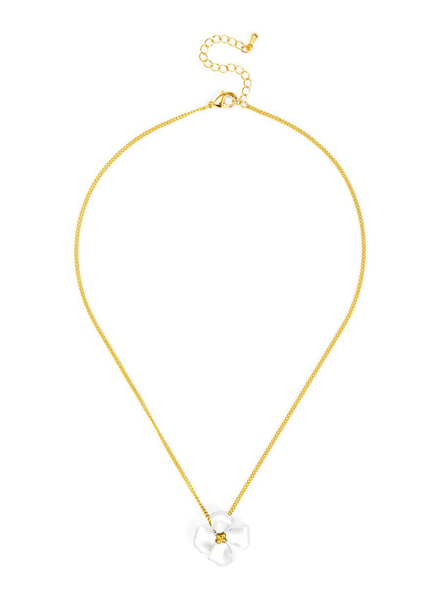 Elara Metallic Flower Pendant Necklace