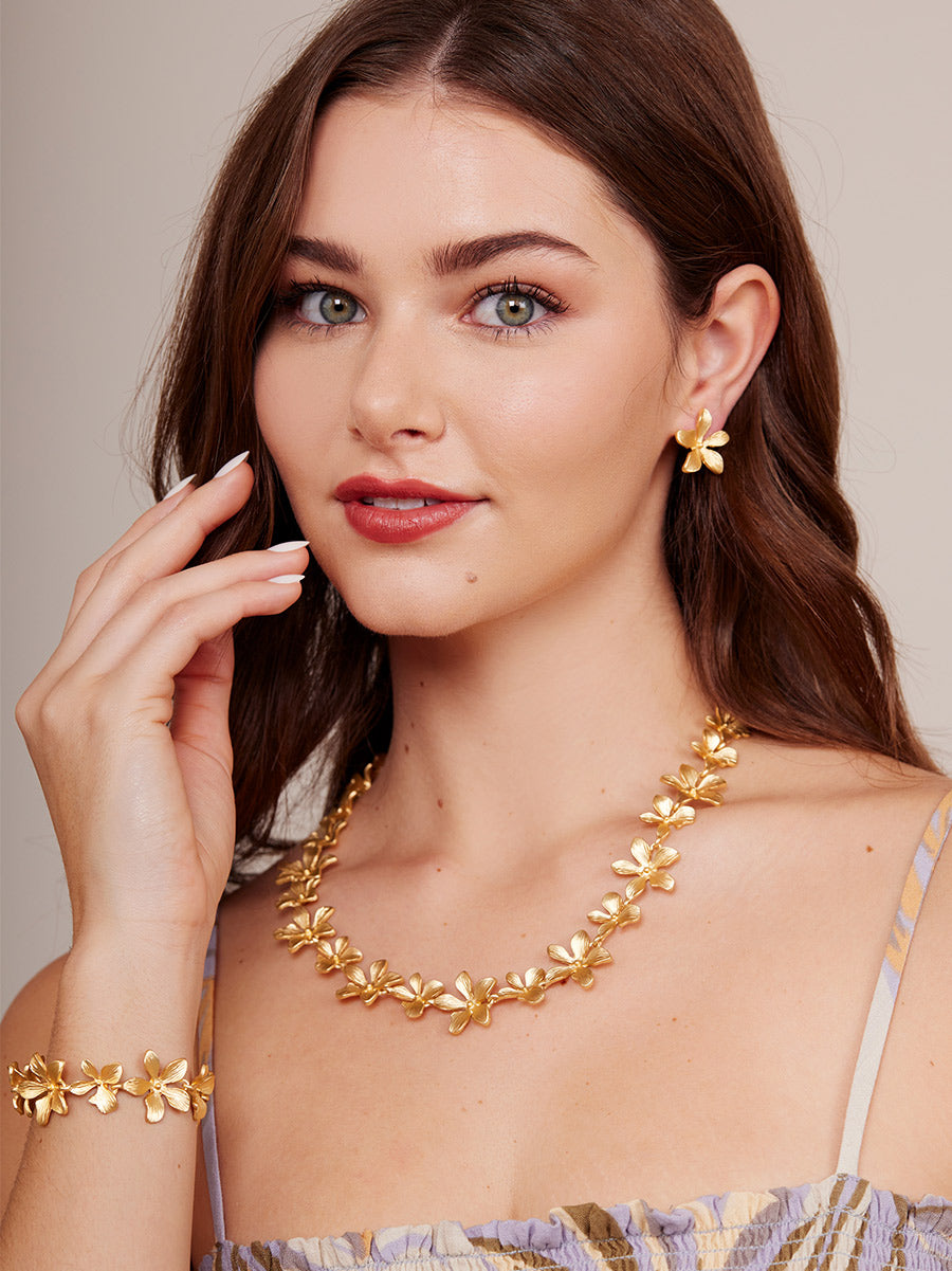 Marigold Matte Flower Stud Earring