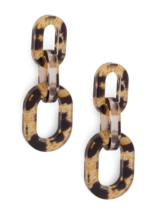 Resin Leopard Link Drop Earring