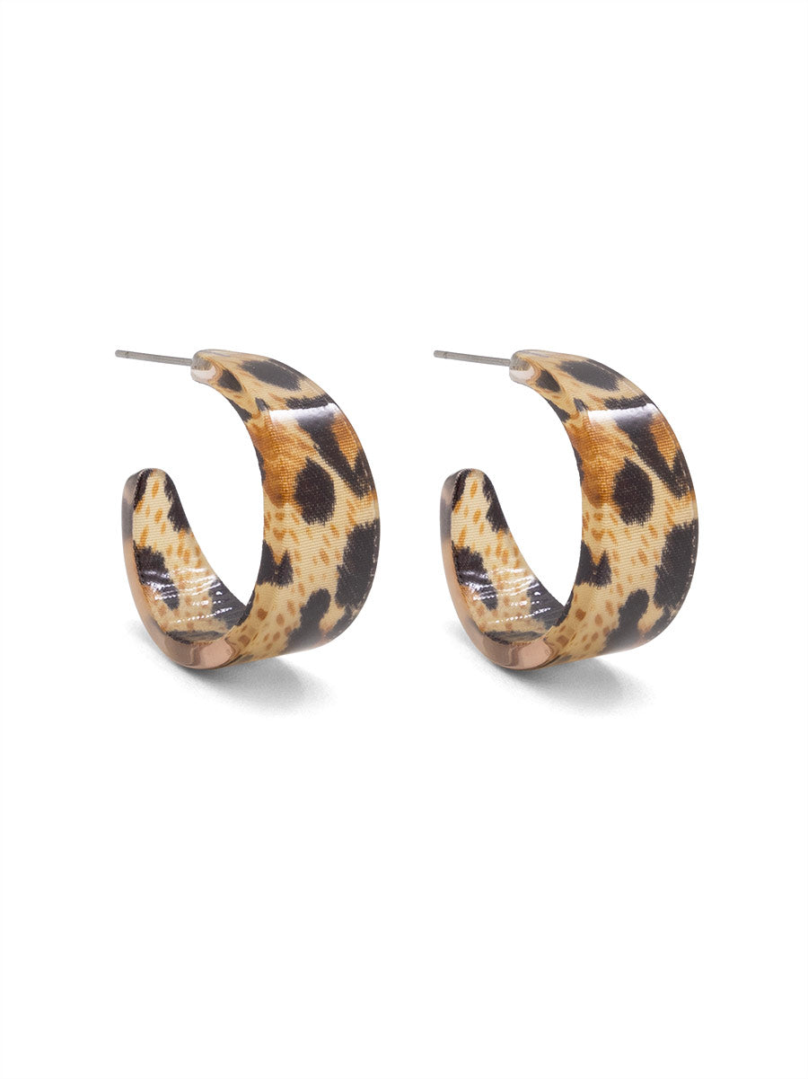 Small Resin Leopard Hoop Earring