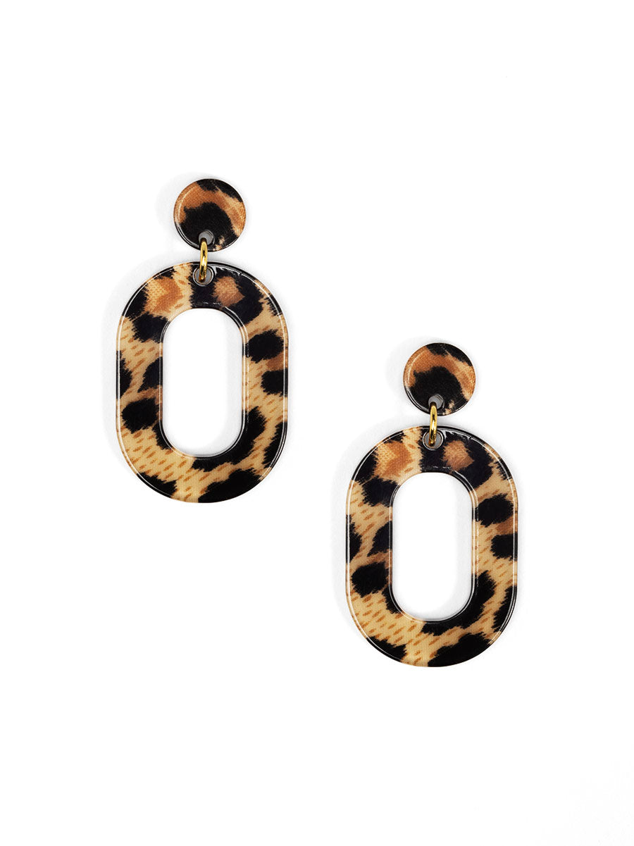 Mara Leopard Oval Earring