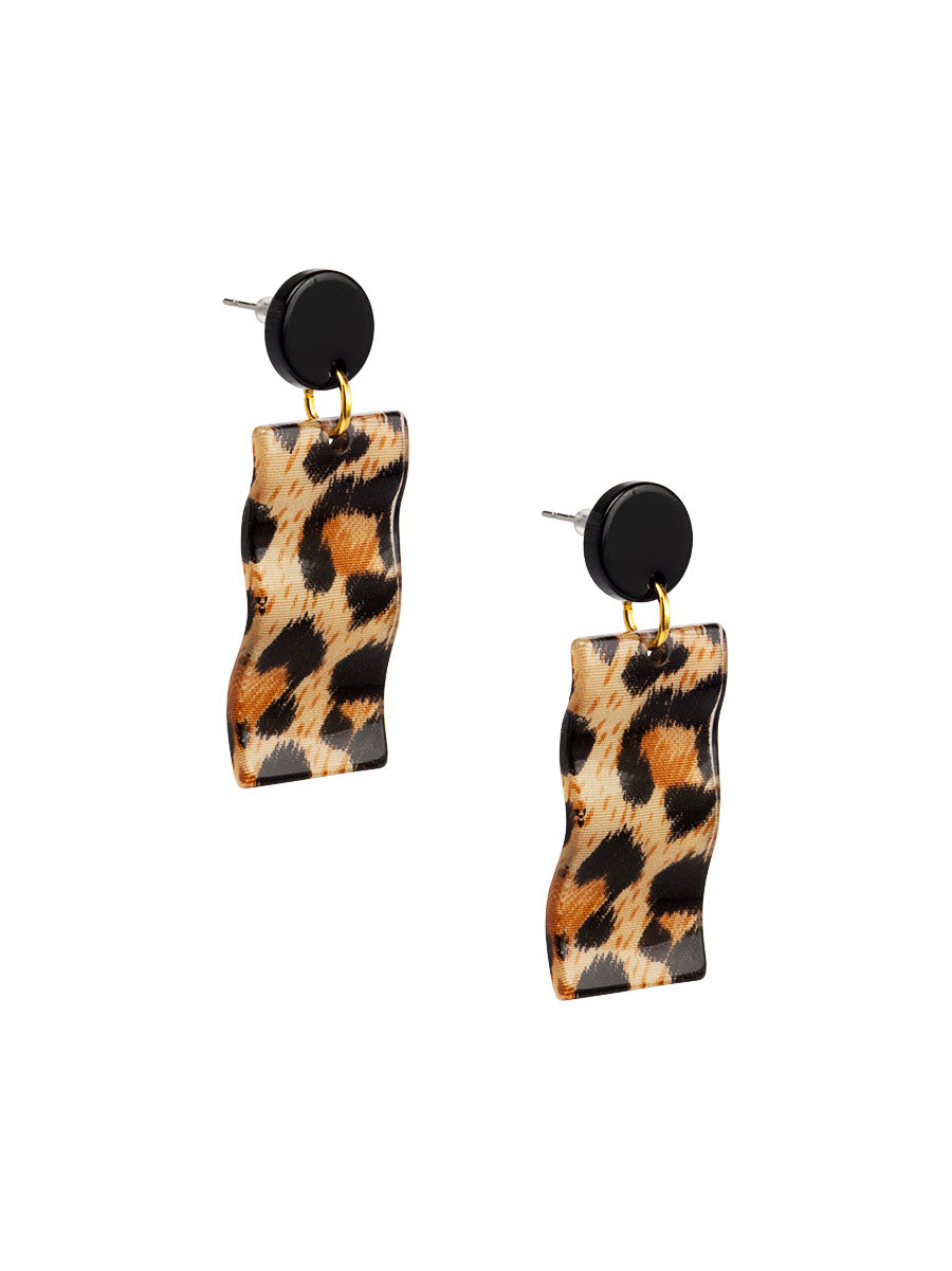 Mara Leopard Rectangle Earring