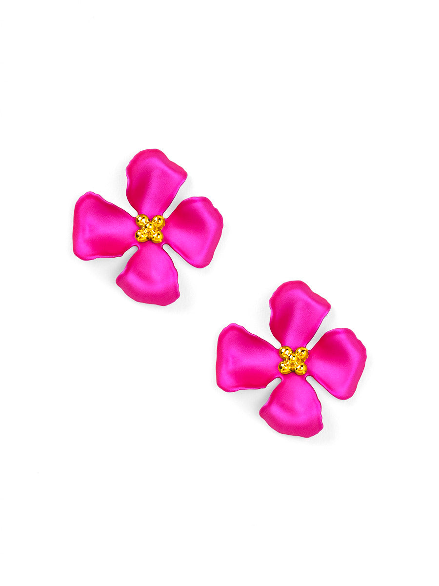 Elara Metallic Flower Stud Earring