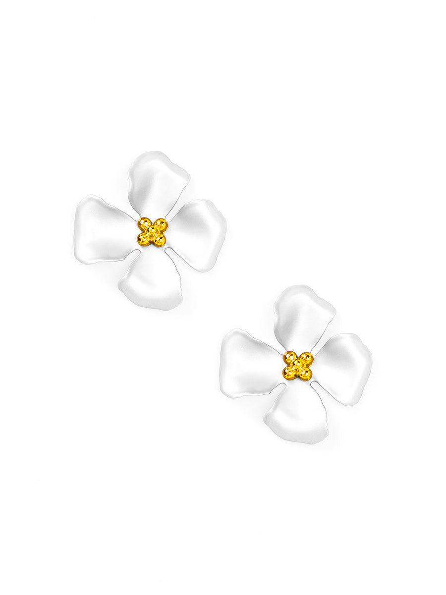 Elara Metallic Flower Stud Earring