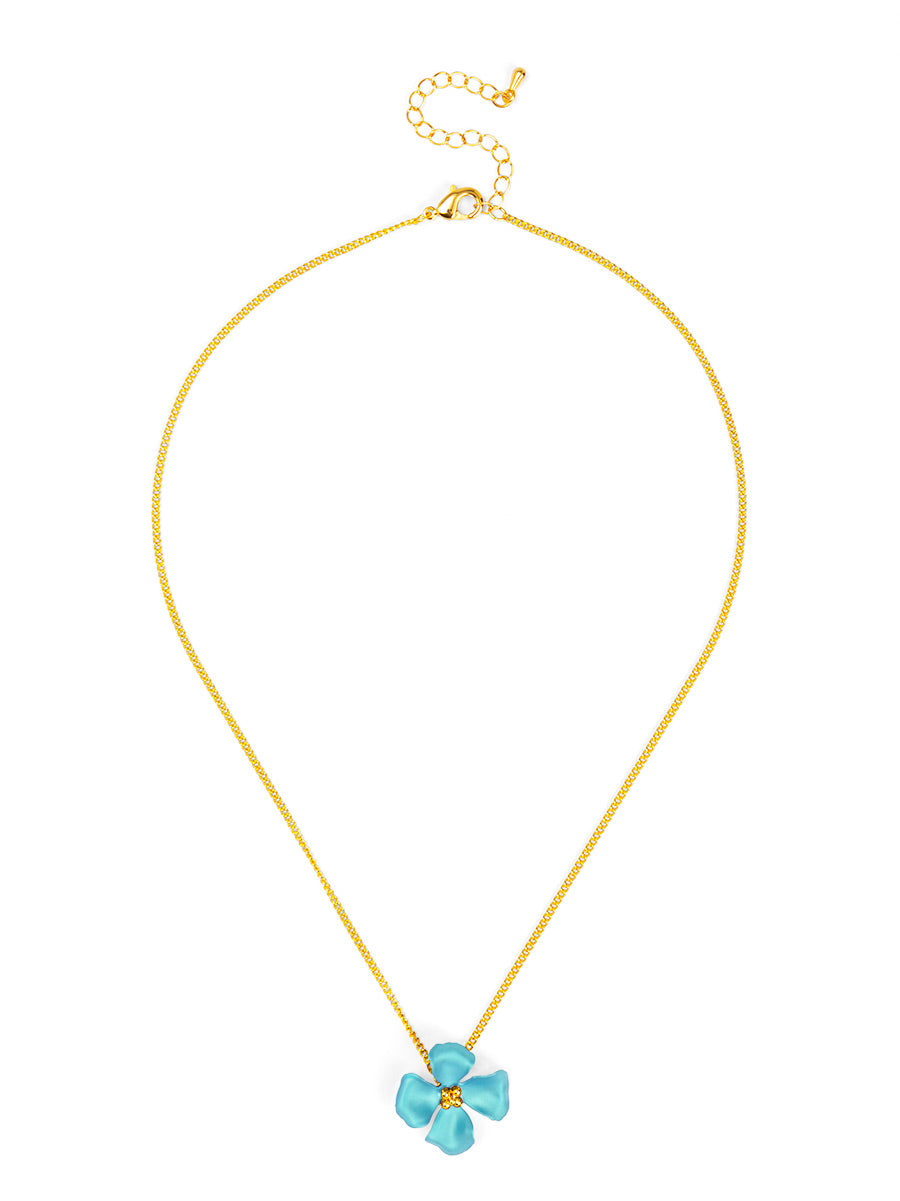 Elara Metallic Flower Pendant Necklace