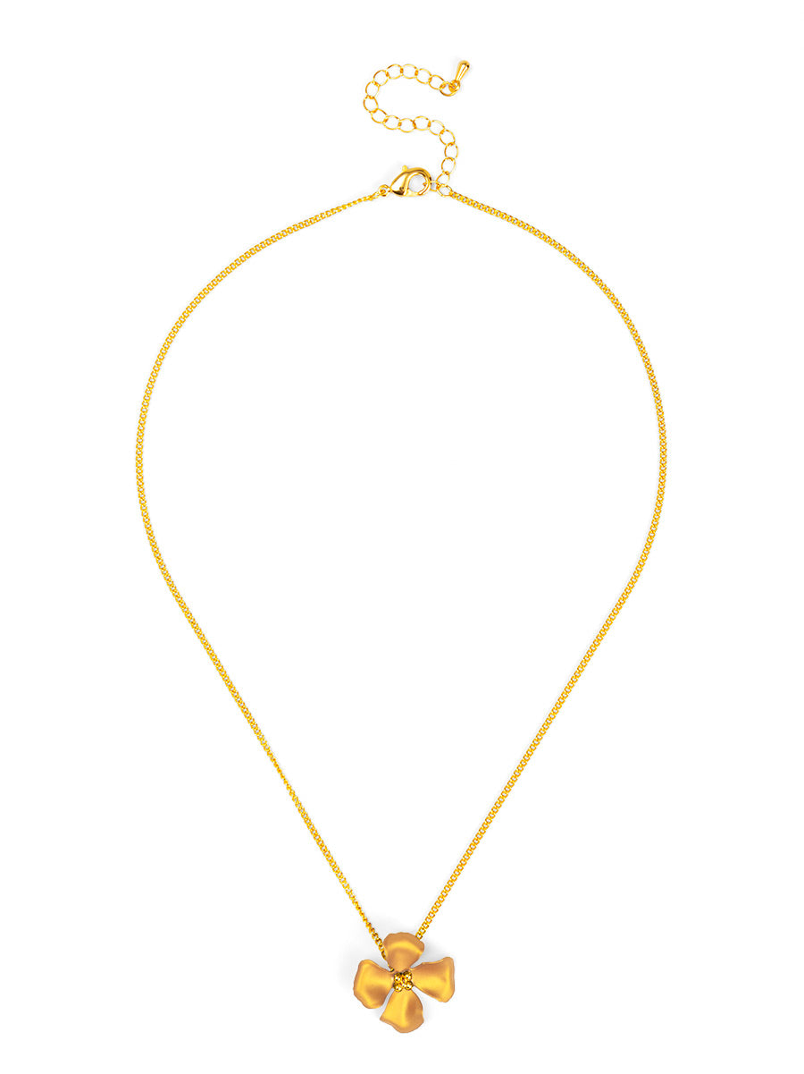 Elara Metallic Flower Pendant Necklace
