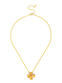 Elara Metallic Flower Pendant Necklace