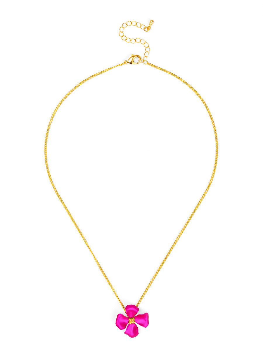 Elara Metallic Flower Pendant Necklace