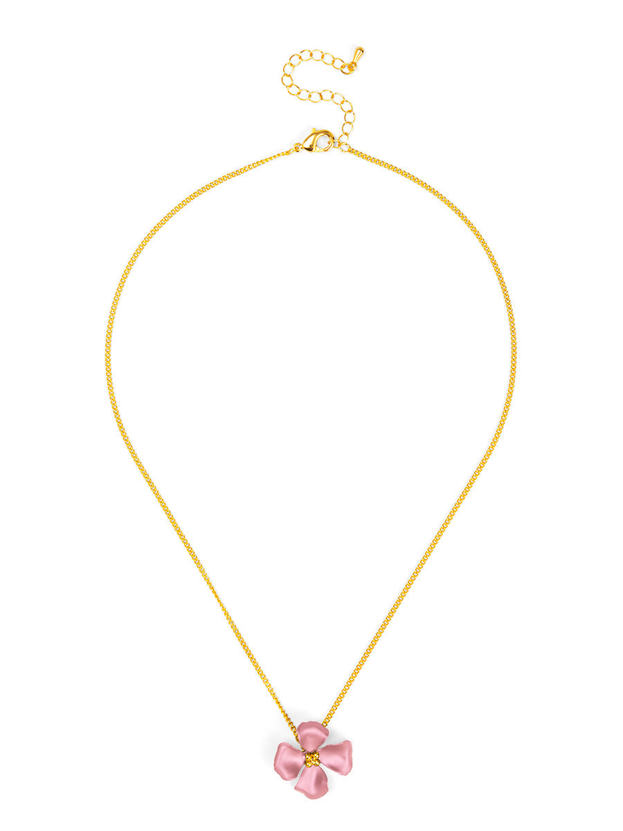 Elara Metallic Flower Pendant Necklace