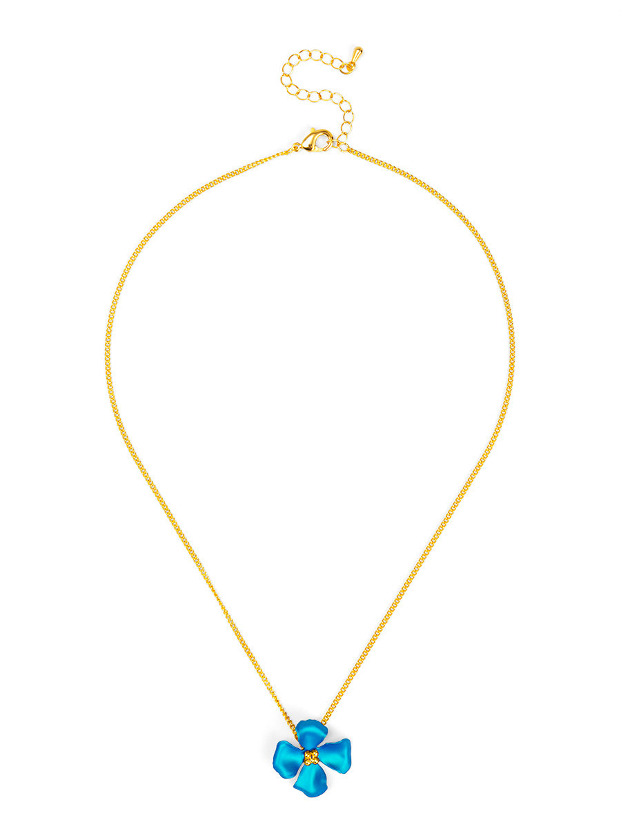 Elara Metallic Flower Pendant Necklace