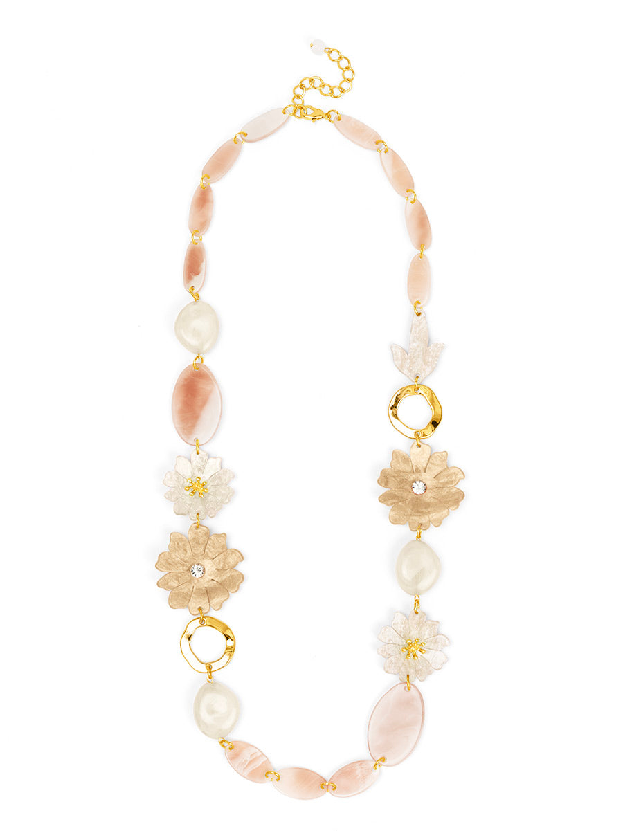 Blush Bloom Flower Drop Necklace