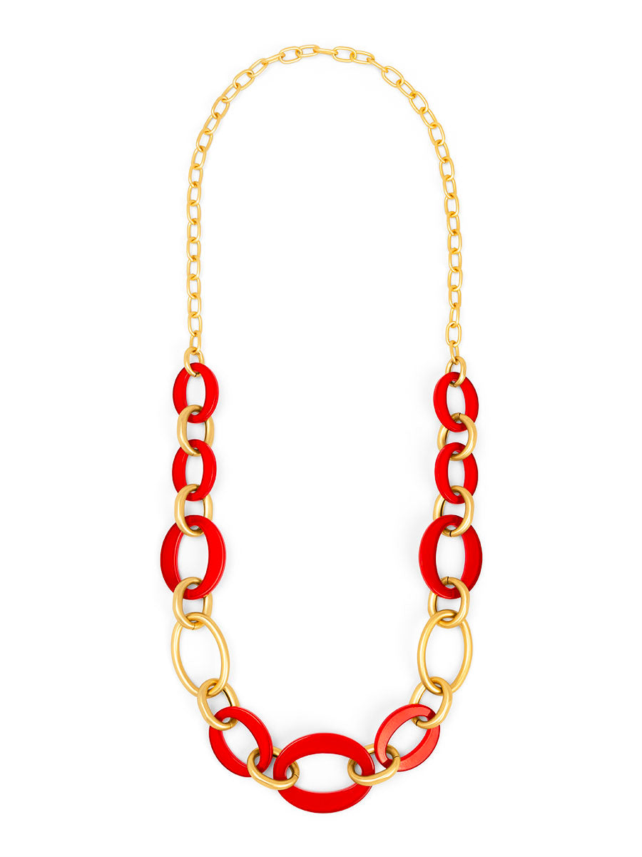 Della mixed link long necklace