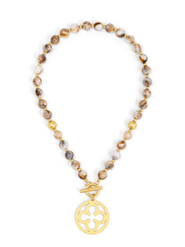 Florence Beaded Medallion Short Toggle Necklace