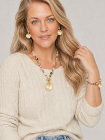 Maren Marbled Beige Beaded Stretch Bracelet