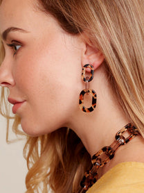 Resin Leopard Link Drop Earring