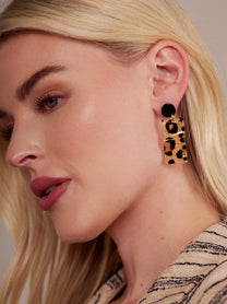 Mara Leopard Rectangle Earring