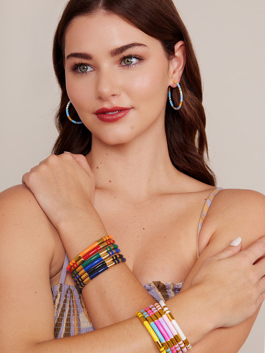 Enamel Cleopatra Hoop Earring