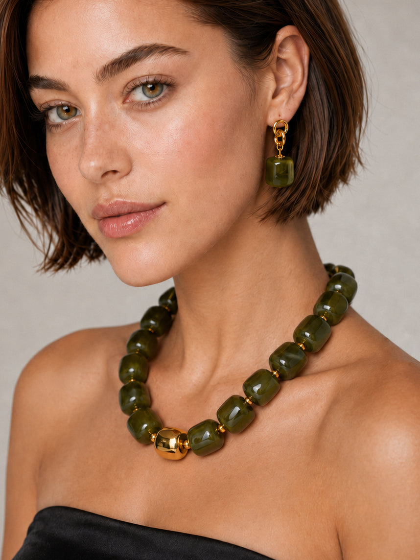 Tessa Puffy Square Resin Drop Earring