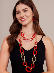 Della mixed link long necklace