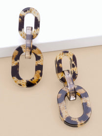 Resin Leopard Link Drop Earring