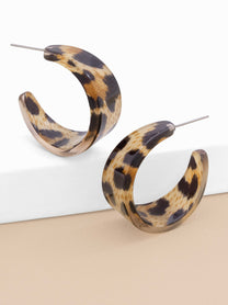 Small Resin Leopard Hoop Earring