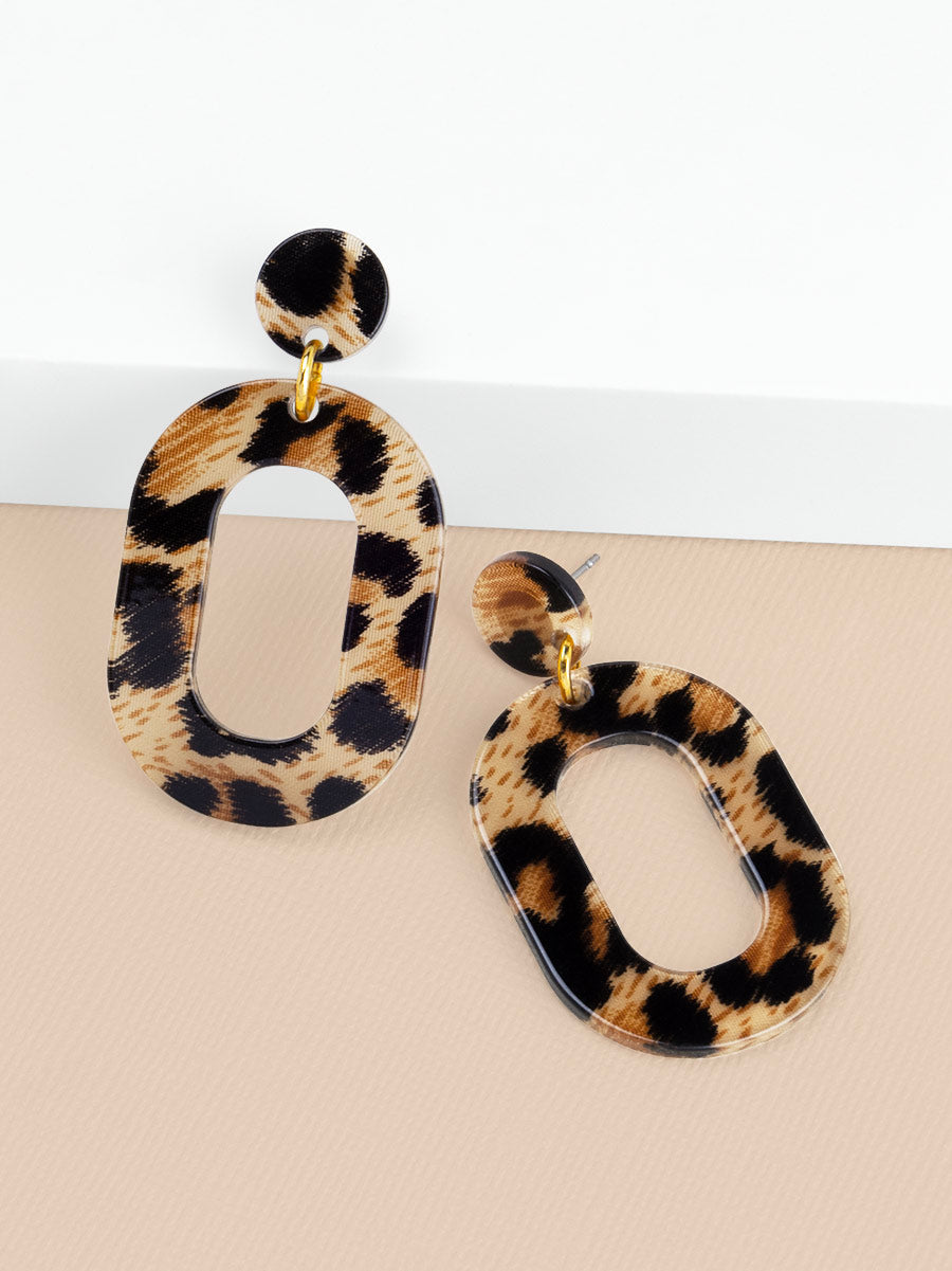 Mara Leopard Oval Earring