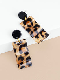 Mara Leopard Rectangle Earring