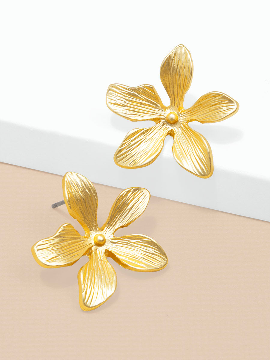 Marigold Matte Flower Stud Earring