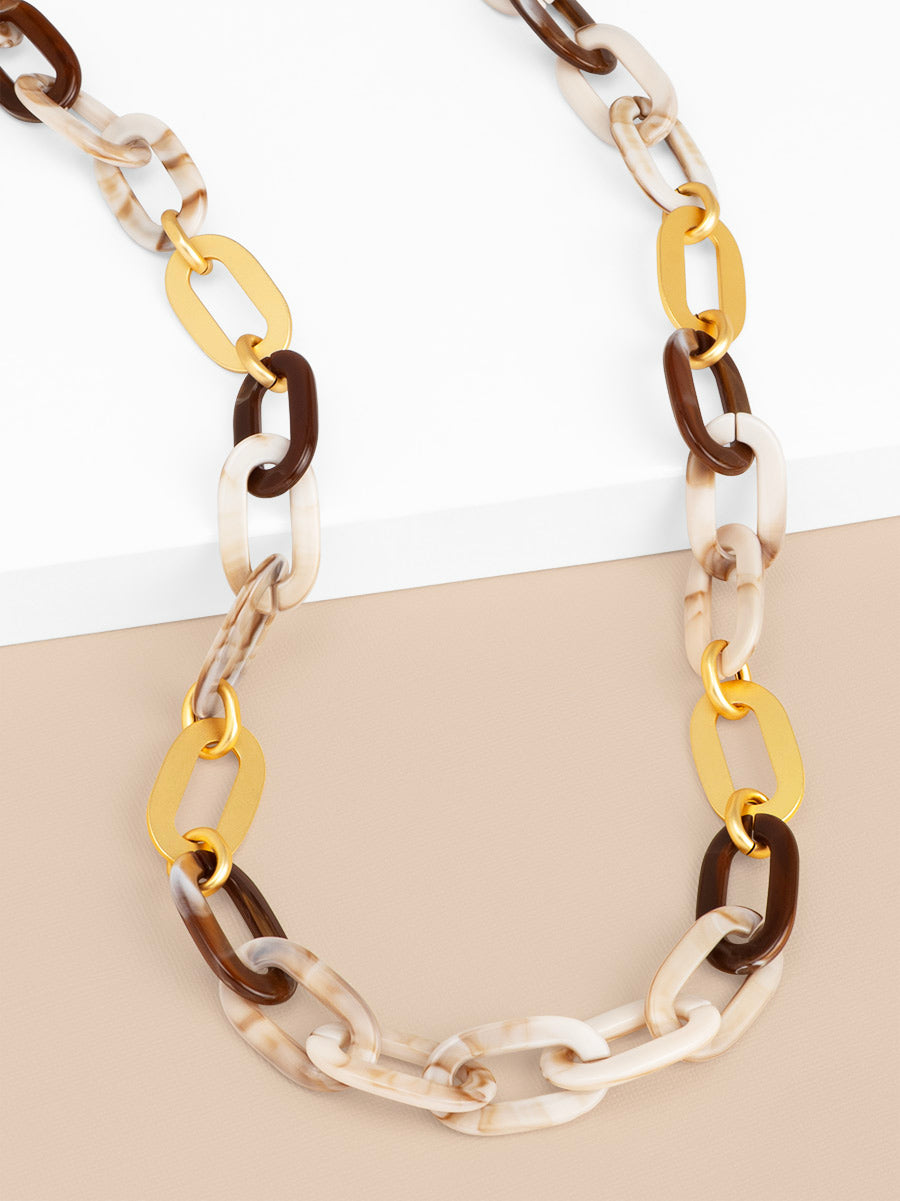 Isla Marbled Link Long Necklace