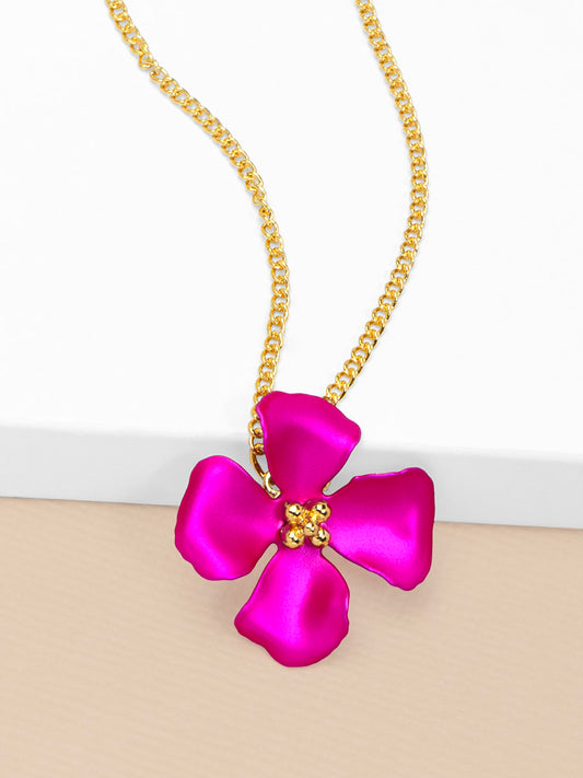 Elara Metallic Flower Pendant Necklace