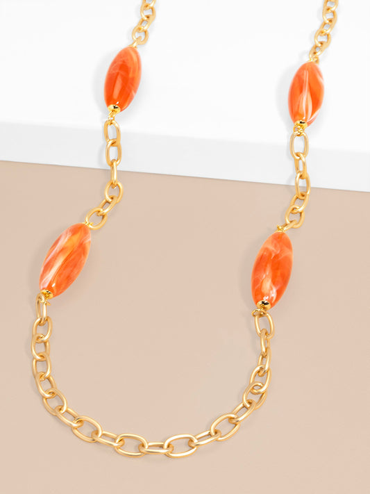 Glossy Resin Long Necklace