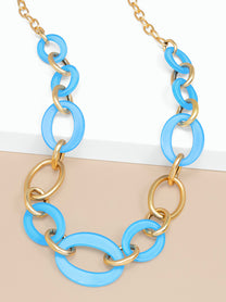 Della mixed link long necklace