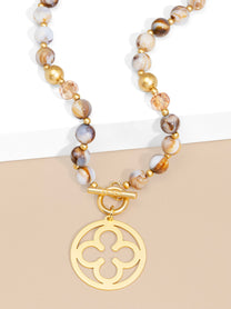 Florence Beaded Medallion Short Toggle Necklace