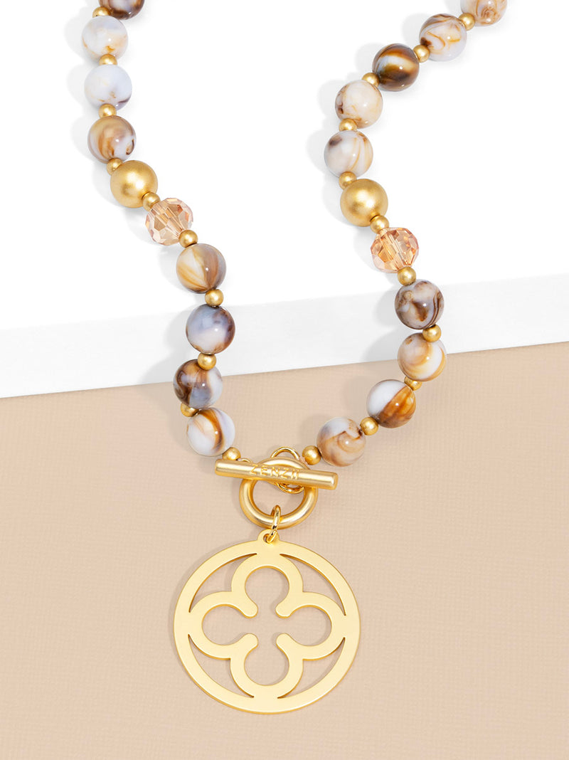 Florence Beaded Medallion Short Toggle Necklace