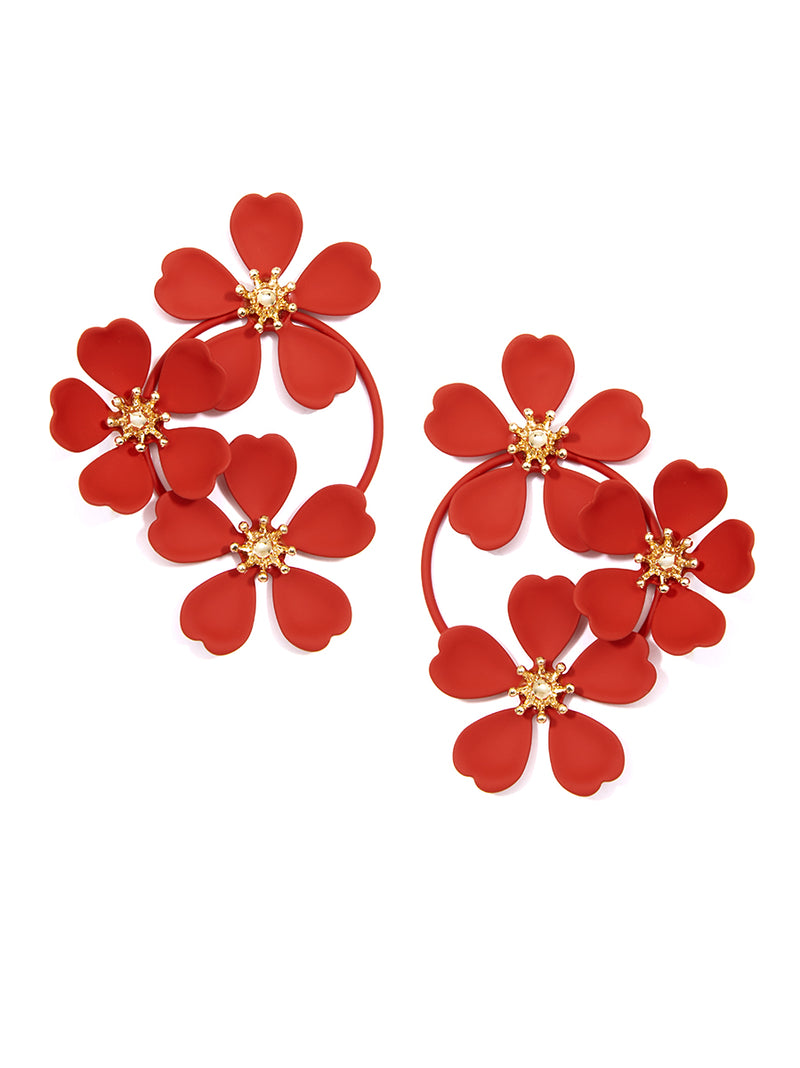 Daisy Metal Flower Petal Drop Hoop Earrings | Fashion ZENZII Jewelry