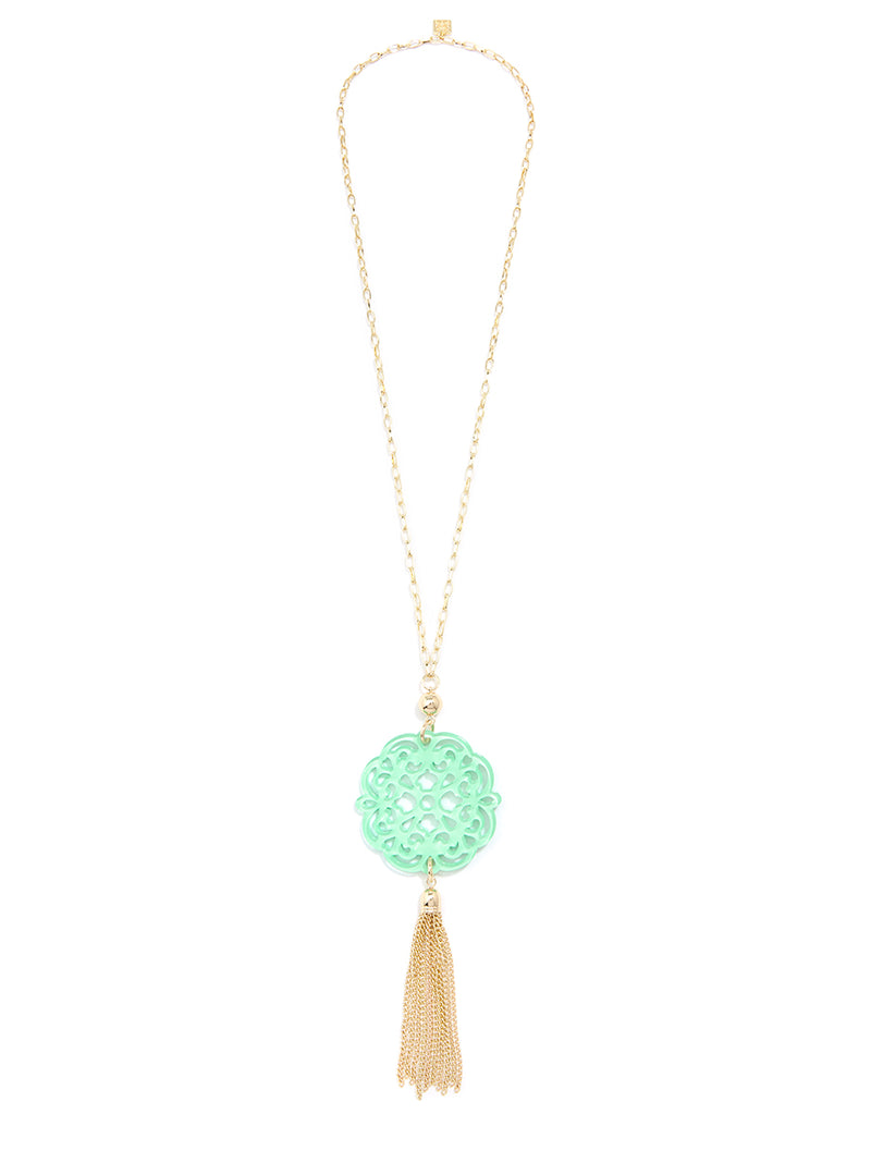 Allure Resin Pendant Necklace with Tassel