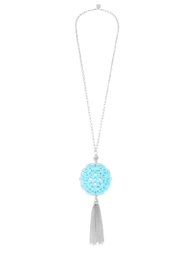 Allure Resin Pendant Necklace with Tassel