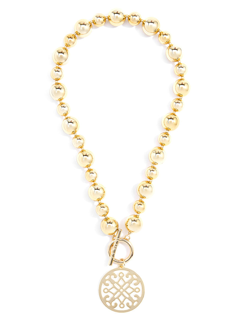 Metal Ornate Pendant Necklace