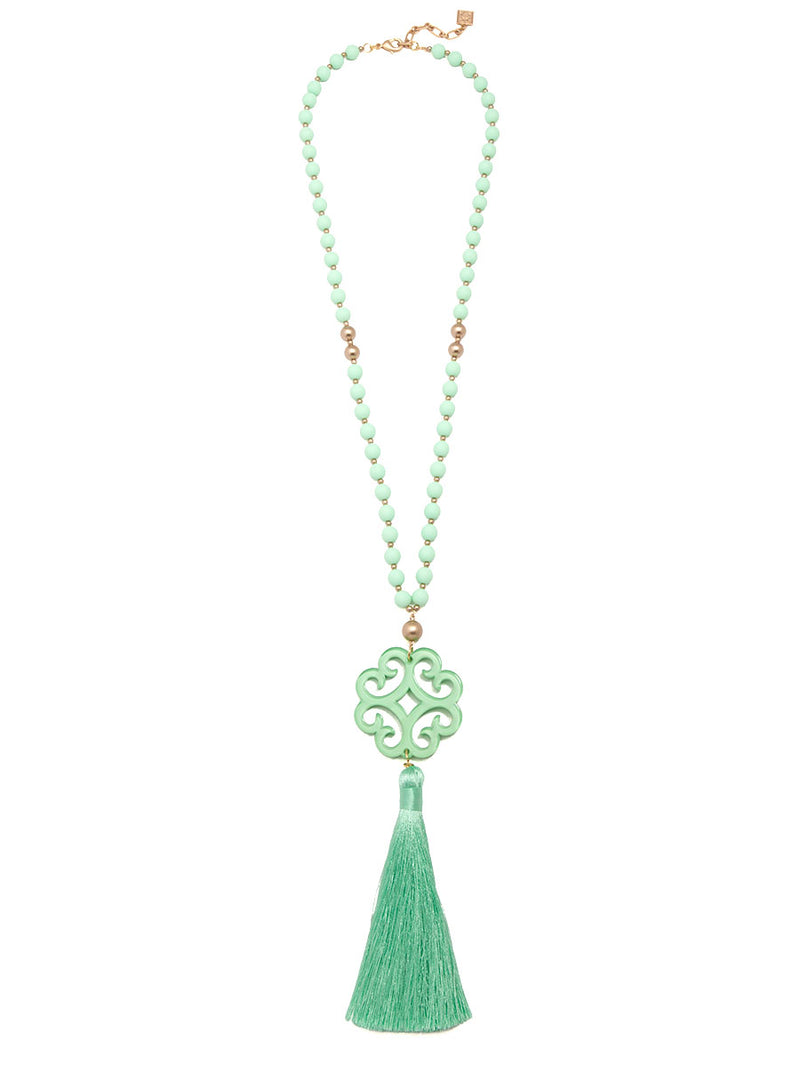 Jade Pendant Tassel Necklace