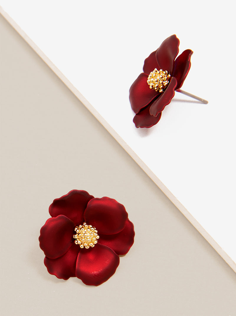 Amelia Metallic Flower Stud Earring